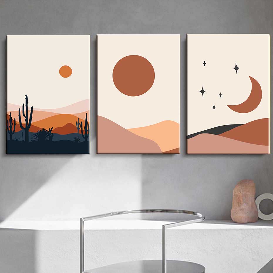 Malen nach Zahlen Kunst Minimalismus Sonne über der Wüste