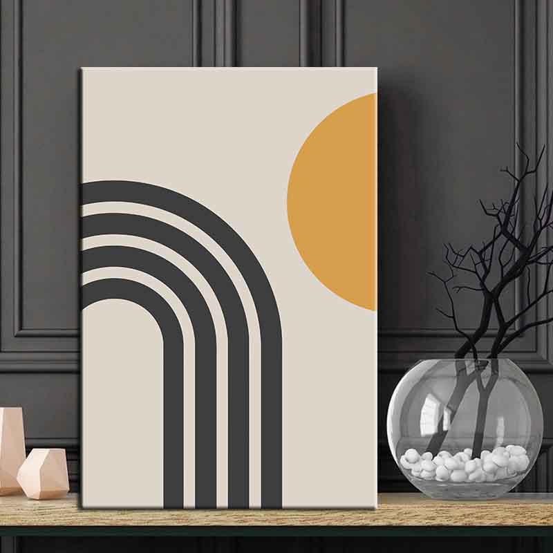 Painting by numbers art minimalism sun and black lines