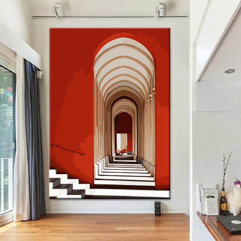 Painting by number photo art archway corridor