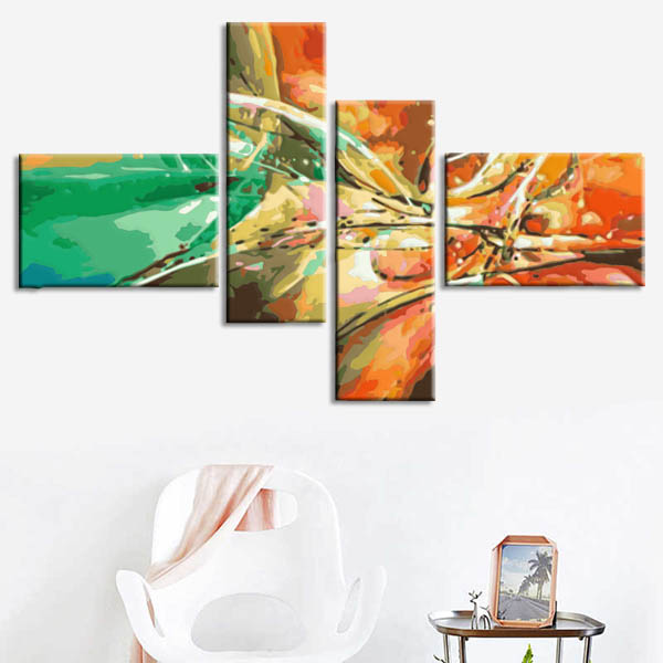 Painting by numbers art abstract art colorful fields 4-pieces