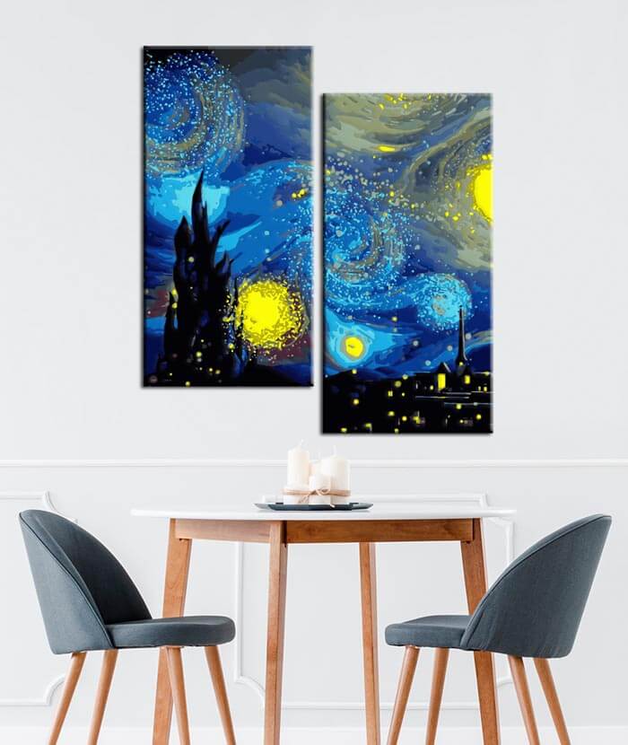 Painting by numbers art abstract art starry night