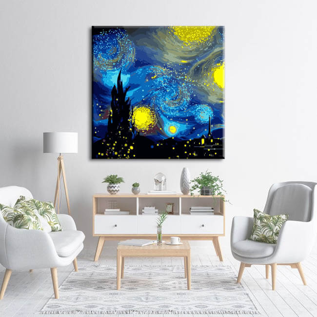 Painting by numbers art abstract art starry night