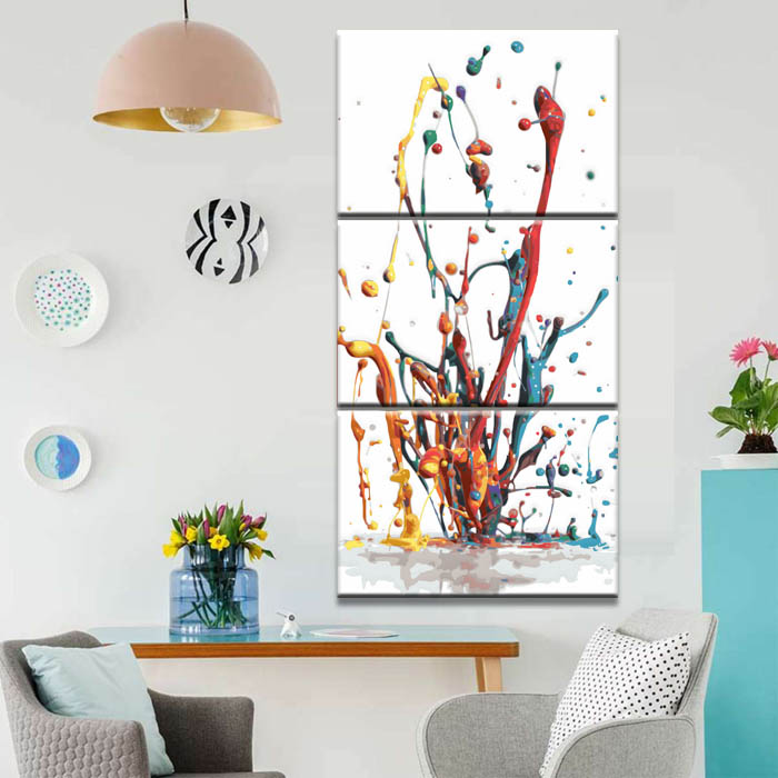 Painting by numbers art abstract rainbow splashes 3-piece