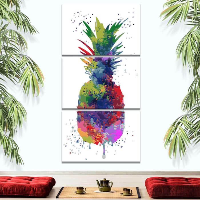 Painting by numbers art abstract colorful pineapple 3-piece
