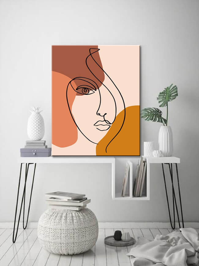 Painting by numbers minimalism line drawing woman face