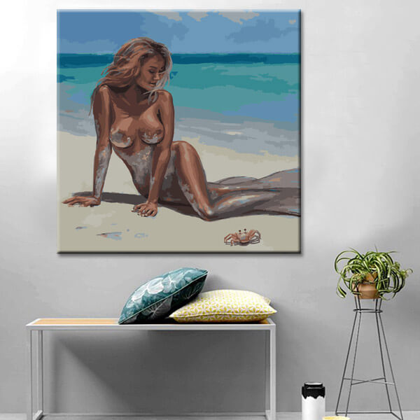 Painting by numbers art nude woman on the beach