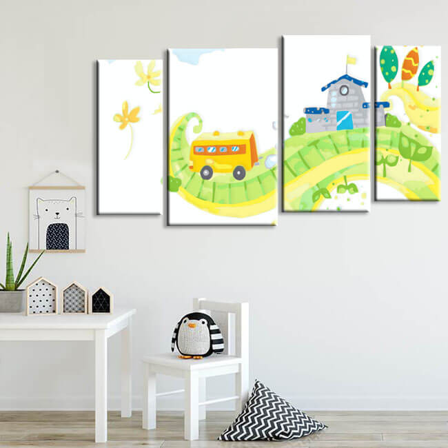 Painting by numbers children motif illustration landscape