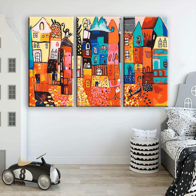 Painting by numbers Folkart illustration city views 3-piece