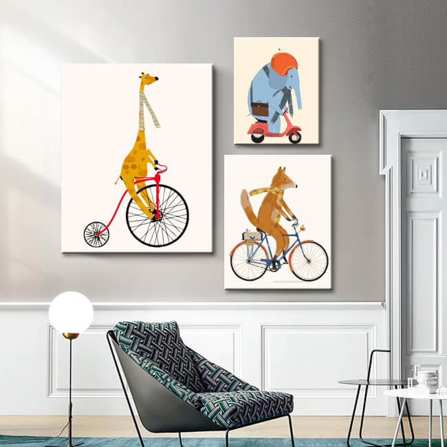 Painting by numbers animals giraffe on bicycle