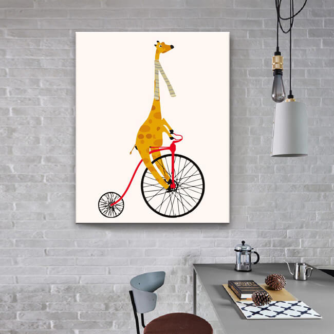 Malen nach Zahlen Tiere Giraffe auf dem Fahrrad