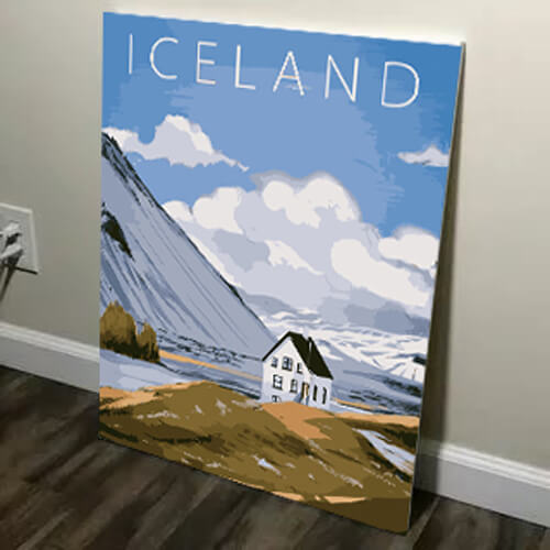 Painting by numbers art Iceland landscape