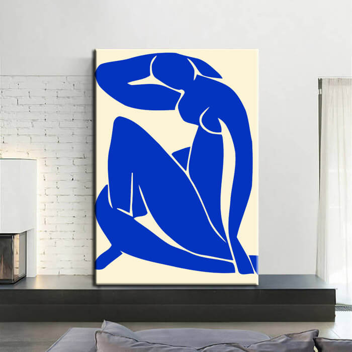 Painting by numbers art woman in blue with arm on shoulder