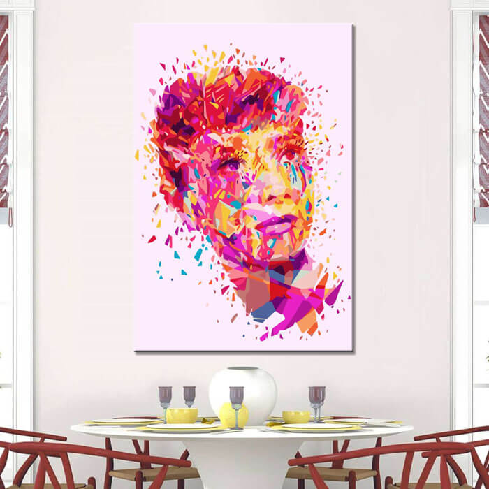 Painting by numbers art lifestyle pink women face with colorful dots