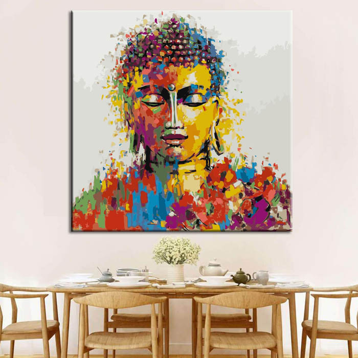 Painting by numbers art lifestyle golden Buddha with paint splashes