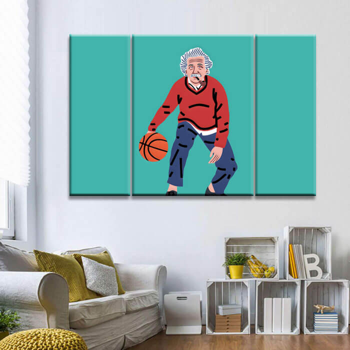 Painting by numbers art lifestyle old man with basketball 3-pieces
