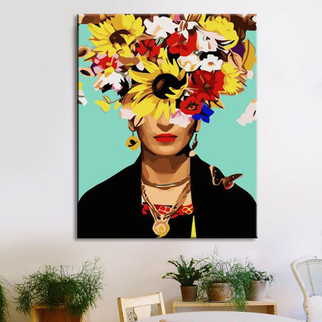 Malen nach Zahlen Frida Kahlo Mode Blumenporträt