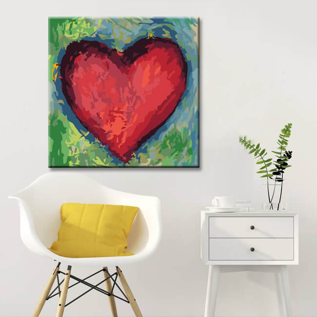 Paint by Numbers red heart painting