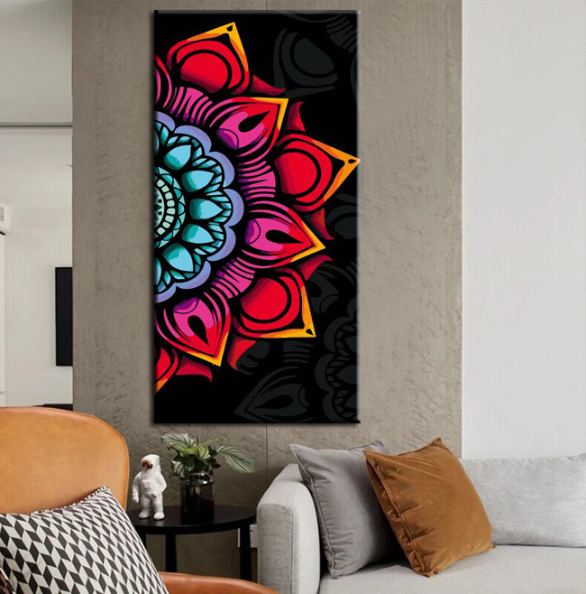 Paint by Numbers red mandala art