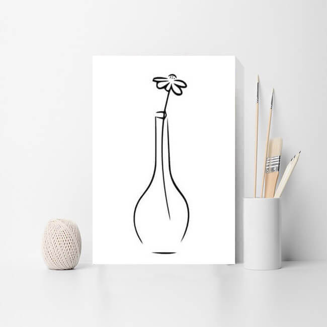 Paint by number art minimalism drawing flower in vase