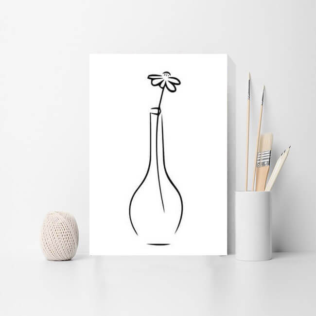 Malen nach Zahlen Kunst Minimalismus Zeichnung Blume in Vase