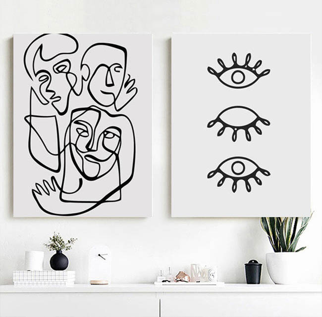 Painting by Numbers Art Minimalism Drawing Three faces