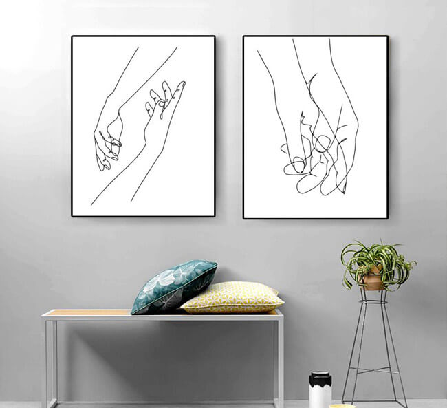 Painting by Numbers Art Minimalism Drawing Hands V 2 panels Painting by Numbers Art Minimalism Drawing Hands II