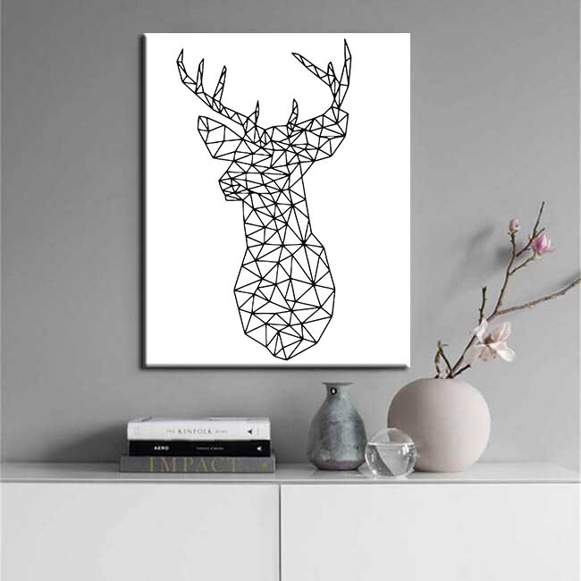 Painting by numbers art line drawing geometry polygon deer