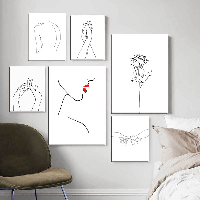 Painting by numbers line drawing art silhouette female body