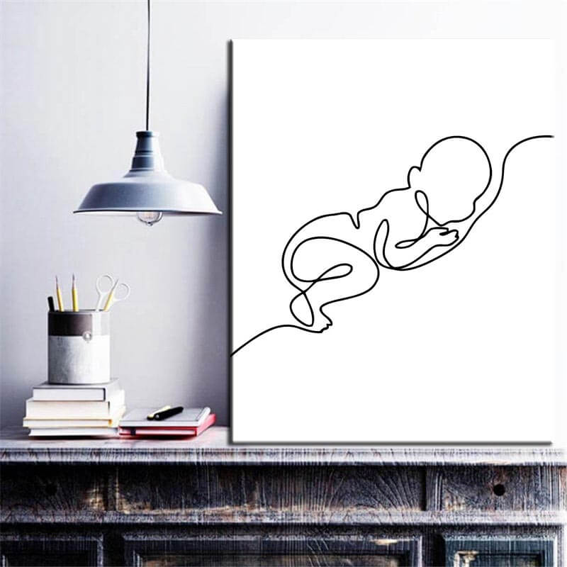 Painting by numbers line sign art silhouette baby