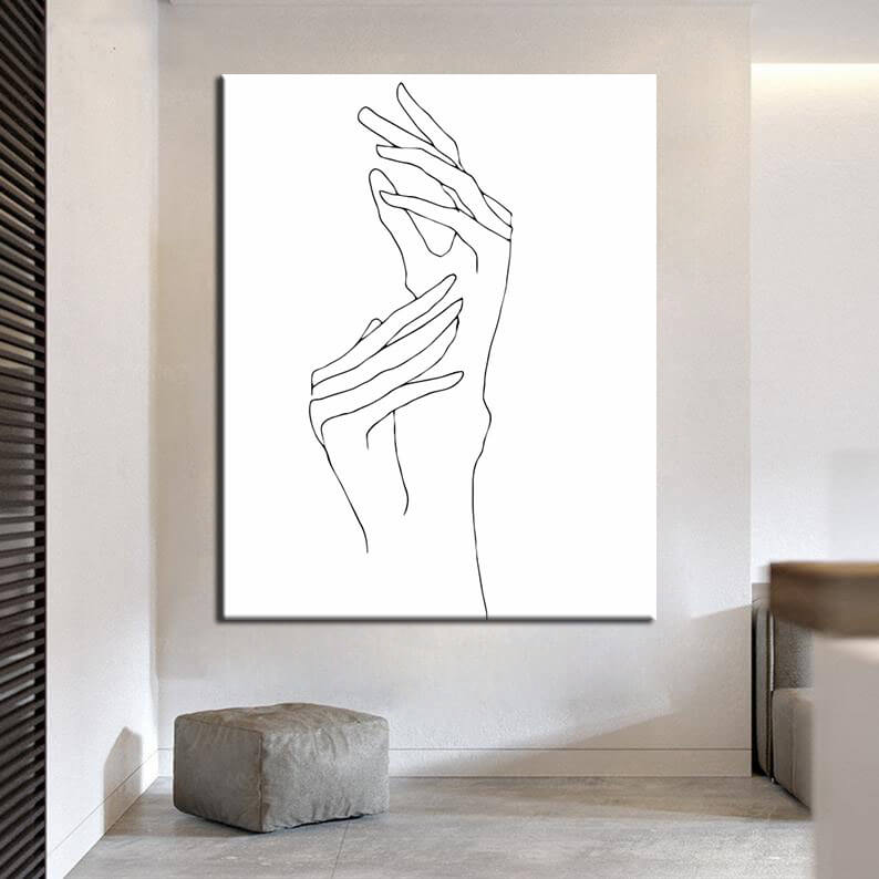 Painting by Numbers Line Sign Art Silhouette Hands V