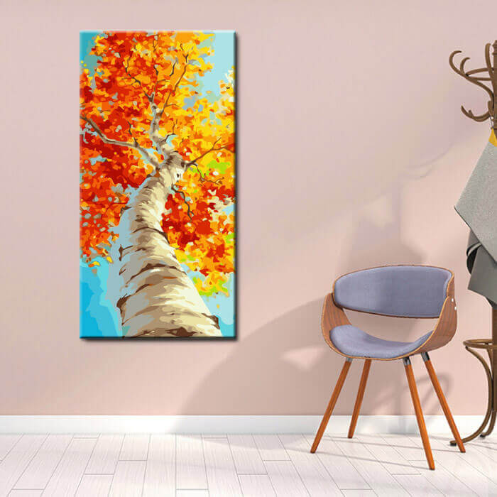 Painting by numbers art autumn tree