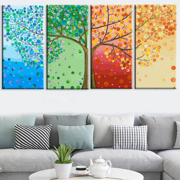 Malen nach Zahlen Kunst Natur vier Farben Baum