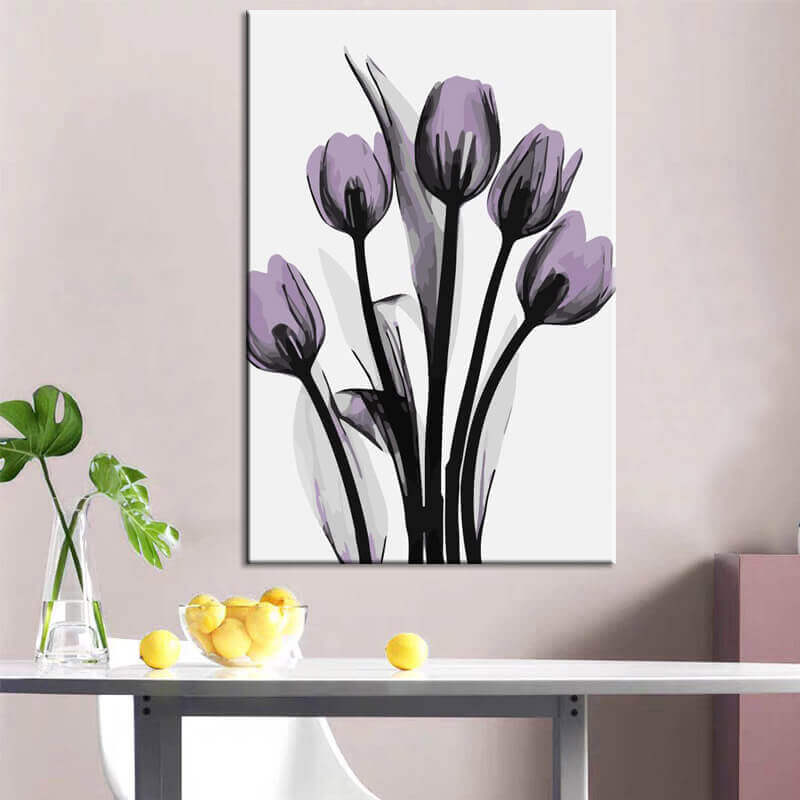 Malen nach Zahlen Kunst Natur fünf Tulpen