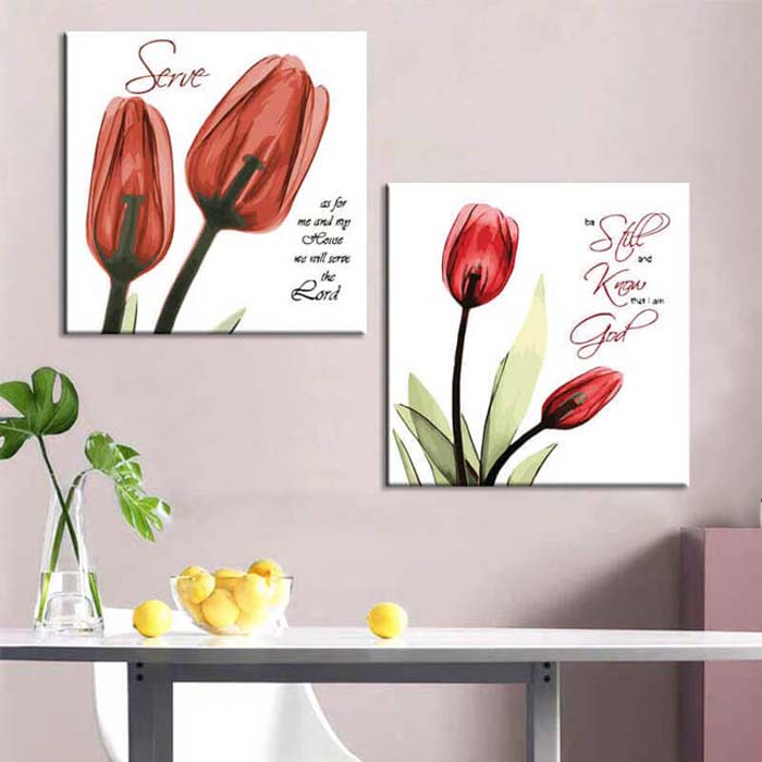 Painting by numbers two closed tulips