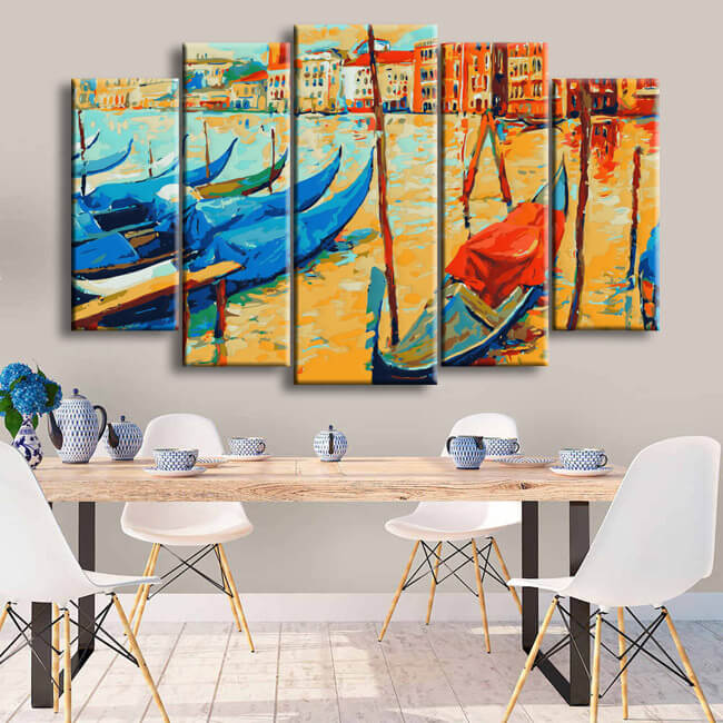 Painting by numbers Venice with gondolas 5 pieces