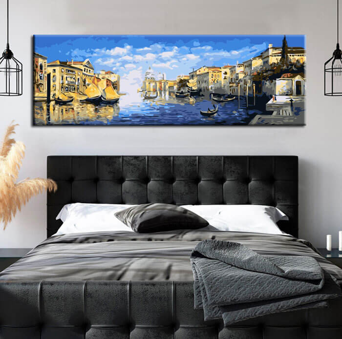 Painting by numbers city at the Mediterranean Sea Panorama