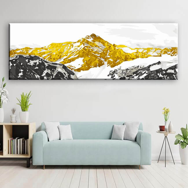 Painting by numbers mountain landscape with snow