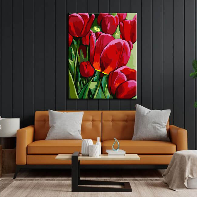 Paint by Numbers red tulips