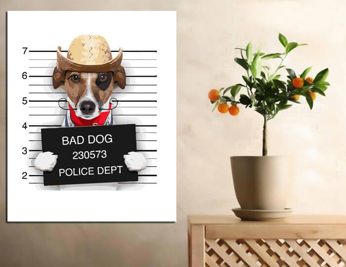 Painting by Numbers Art criminal dog with cowboy hat