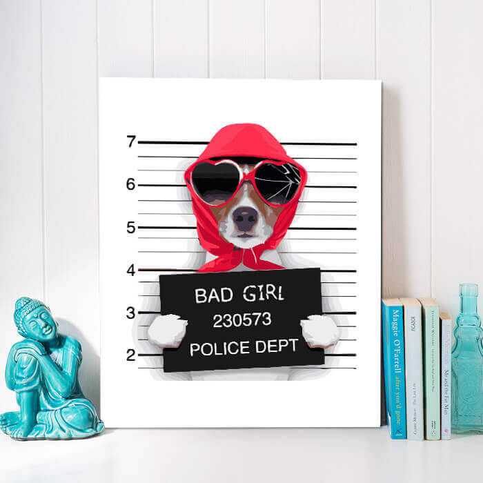 Painting by numbers art criminal dog with sunglasses and headscarf