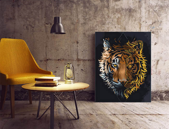 Malen nach Zahlen Kunst Tier Tiger Golden