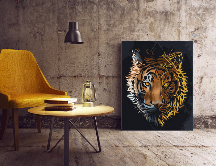 Painting by numbers art animal Tiger Golden