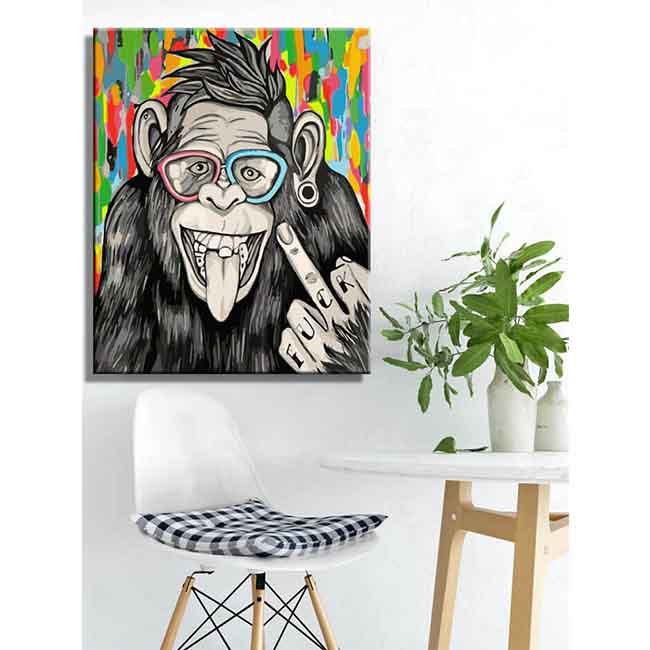 Paint by numbers art animal funny monkey with glasses