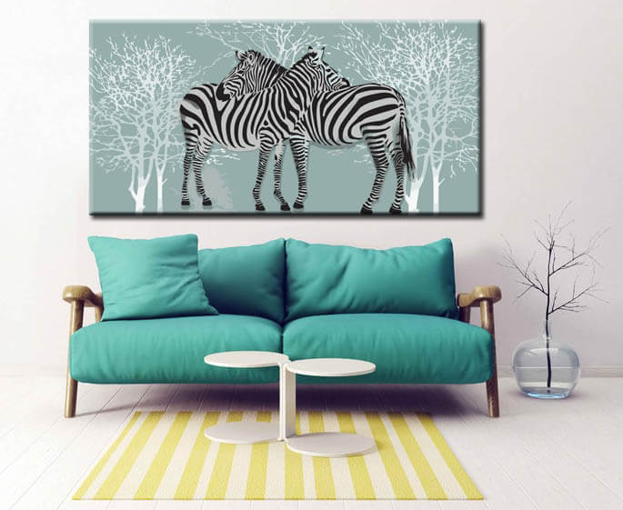 Malen nach Zahlen Kunst Tier Zwei Zebras umarmen sich mit ihren Köpfen