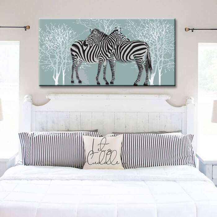 Malen nach Zahlen Kunst Tier Zwei Zebras umarmen sich mit ihren Köpfen