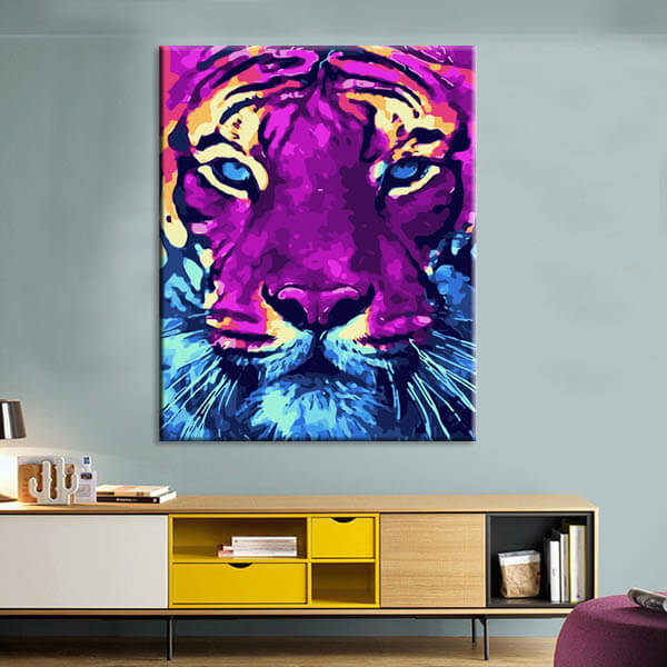 Painting by numbers art animal colorful lion face