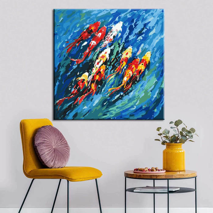 Painting by numbers art animal koi swimming in the water