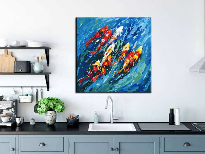 Painting by numbers art animal koi swimming in the water