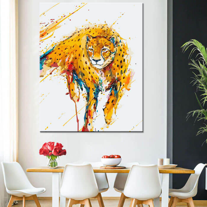 Painting by numbers art animal leopard hanging around