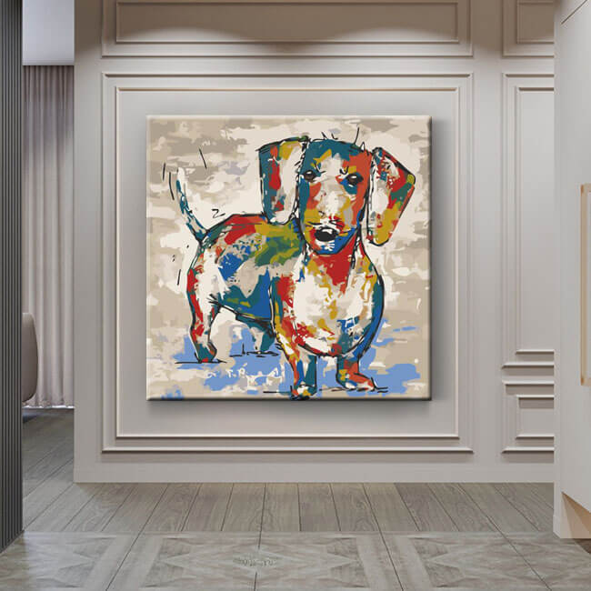 Painting by numbers colorful Dachshund portrait